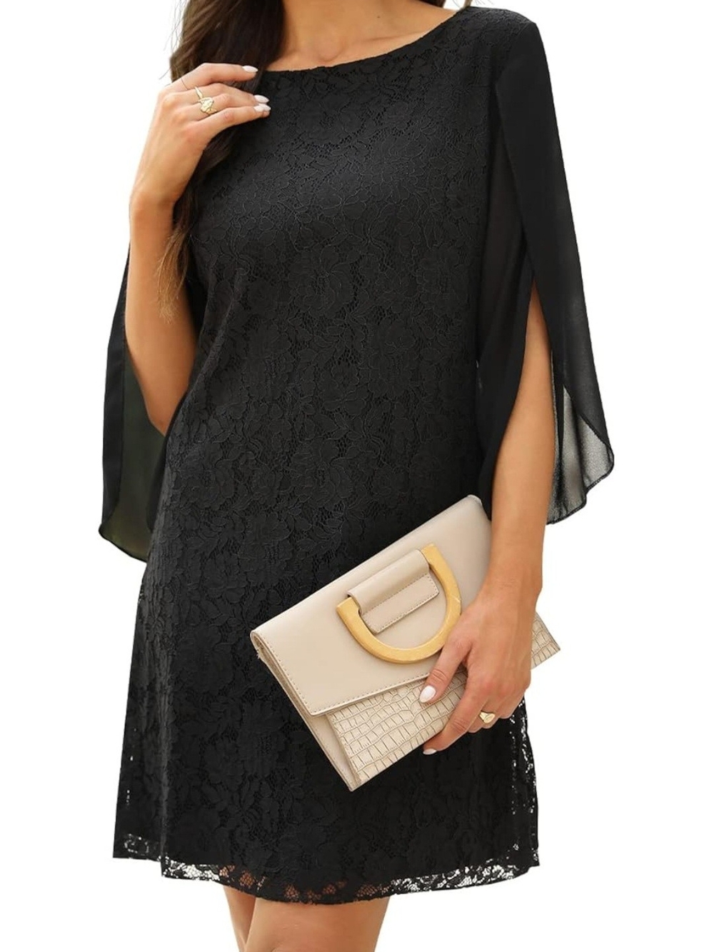 Cooan Black Cocktail Dress With Lace Accent